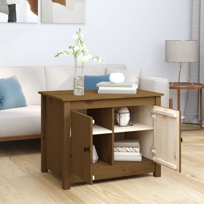 Mesa De Centro De Madera Maciza De Pino Marrón Miel 71x49x55 Cm_1