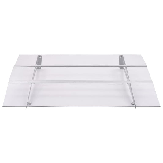 Marquesina Para Puerta Pc Plata Y Transparente 150x90 Cm Pet_0