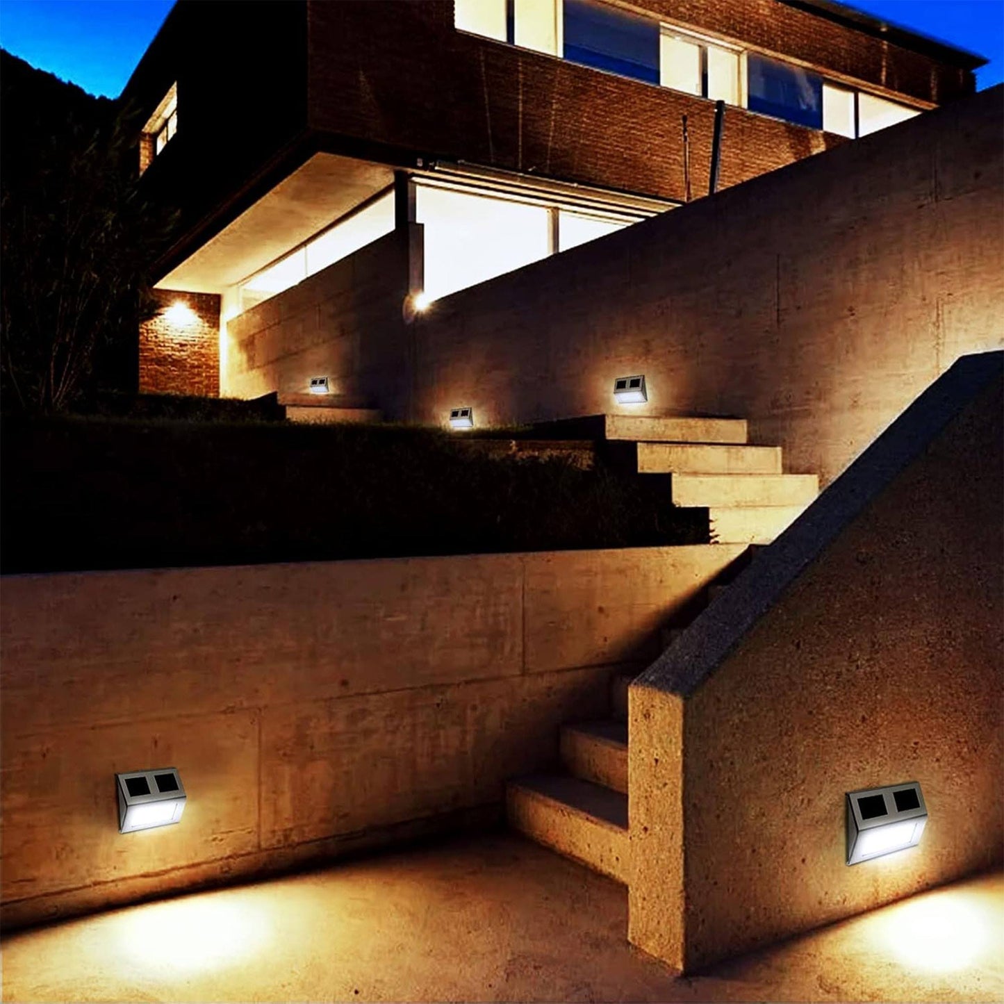 Well Home - Set De 4 Luces Solares En Acero Inoxidable Con 2 Leds_4