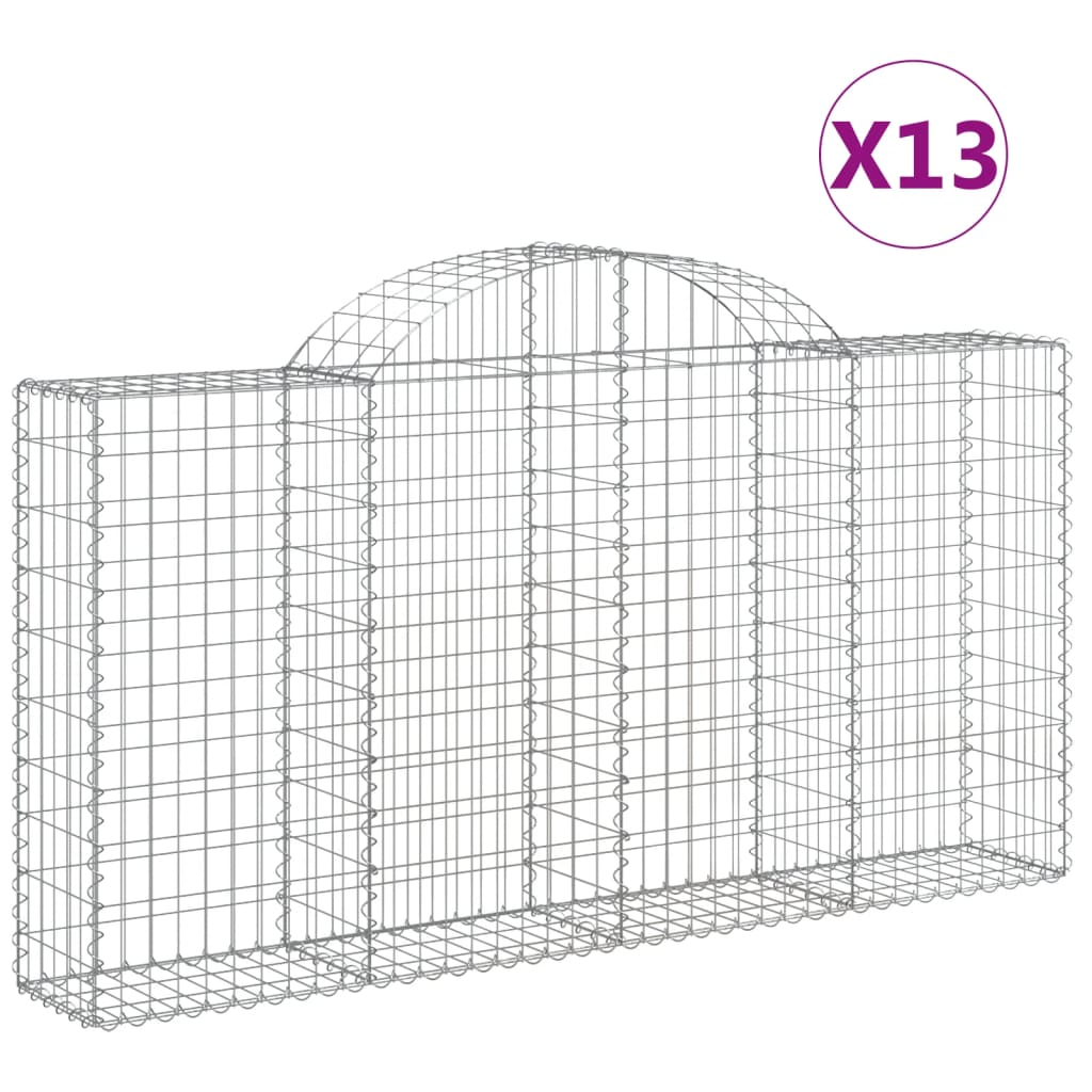 Cestas De Gaviones 13 Uds Forma Arco Hierro 200x30x100/120 Cm_0