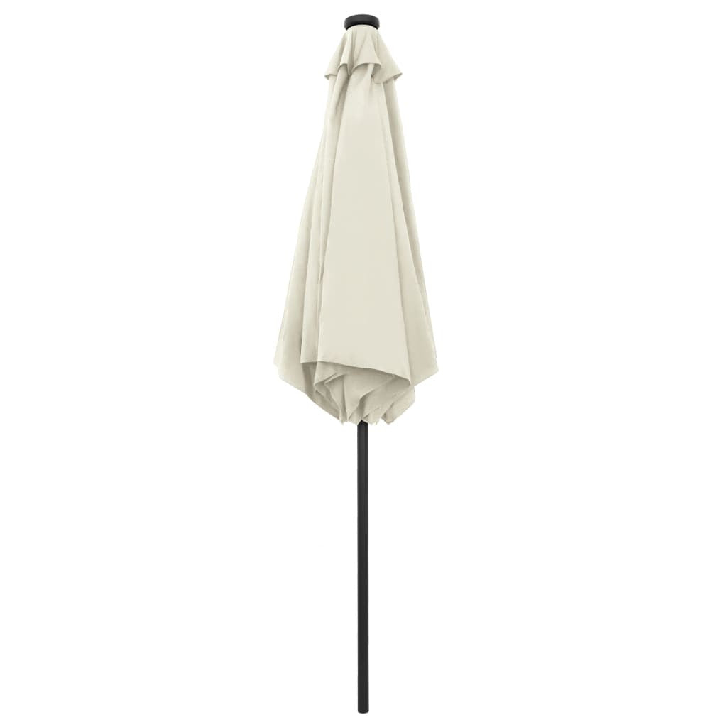 Vidaxl Sombrilla De Jardín Luces Led Palo Aluminio Blanco Arena 270 Cm_3