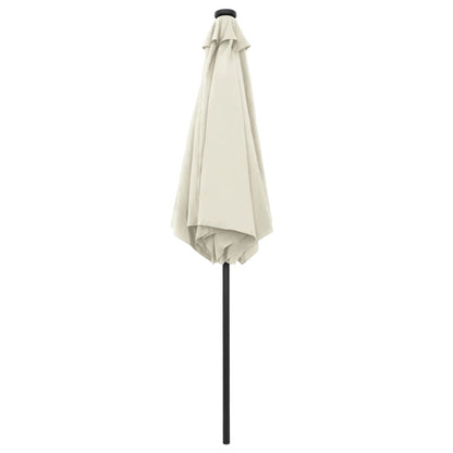Vidaxl Sombrilla De Jardín Luces Led Palo Aluminio Blanco Arena 270 Cm_3