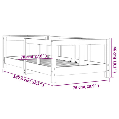 Vidaxl Estructura De Cama Para Niños Madera De Pino Blanco 70x140 Cm_2