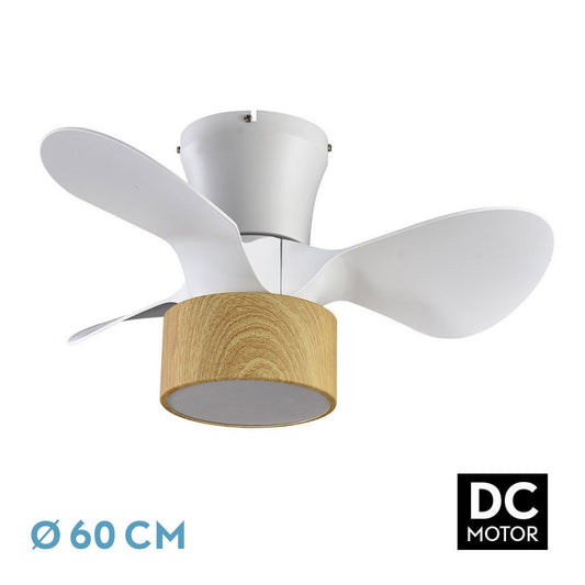 Ventilador Dc 24w Kos Blanco/haya 3 Aspas 60d 6 Vel. 2390lm 3000-4500-6000k C/remoto, Memoria Y Temporizador_0