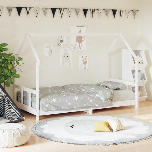 Estructura De Cama Para Niños Madera De Pino Blanco 90x200 Cm / Vetonek_0