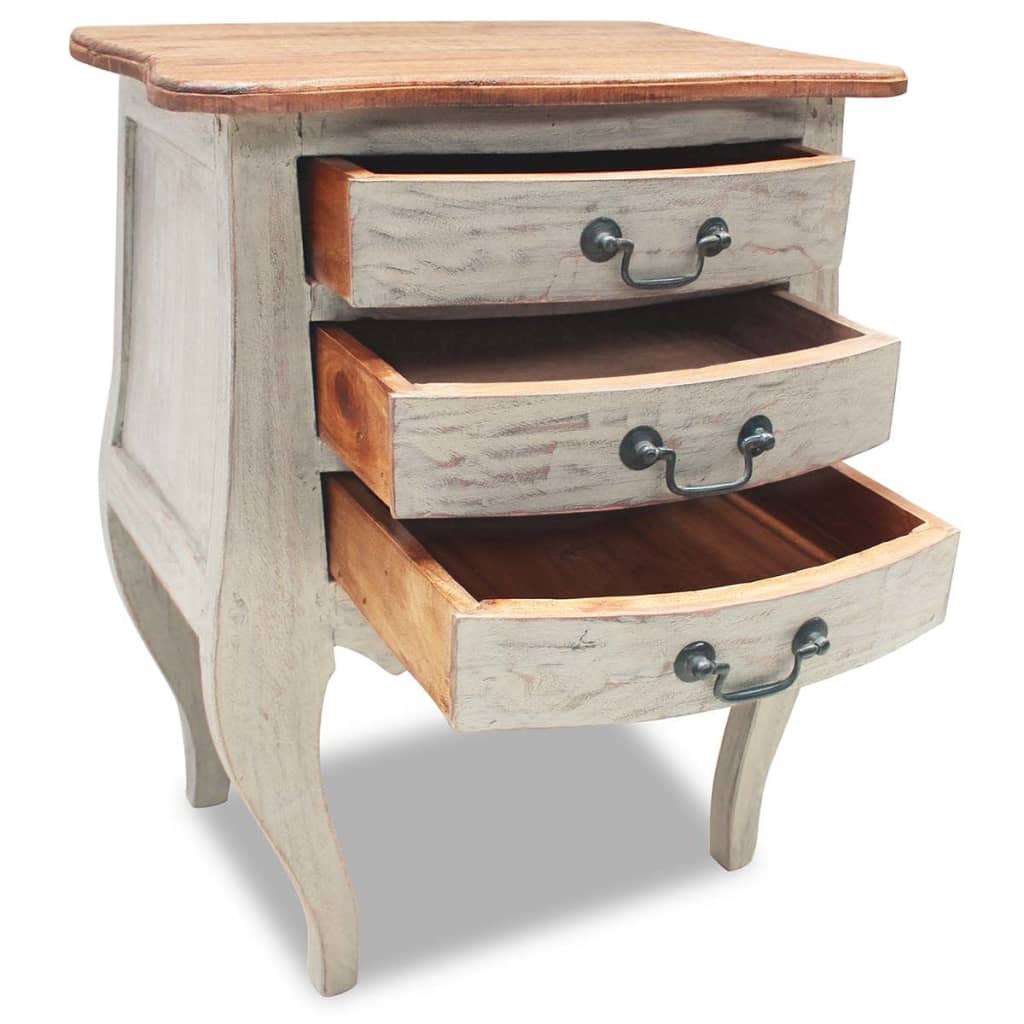 Mesita De Noche De Madera Maciza De Caoba 48x35x64 Cm_1