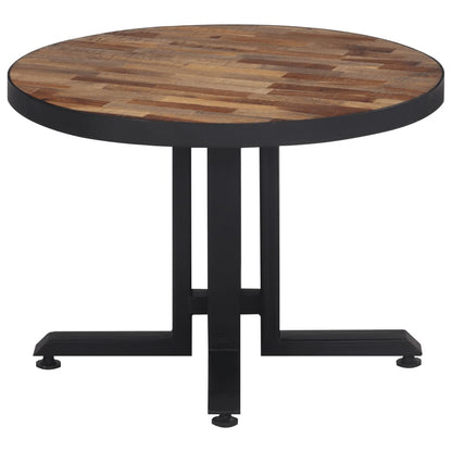 Mesa De Centro Redonda Teca Reciclada Maciza Ø55x40 Cm_2