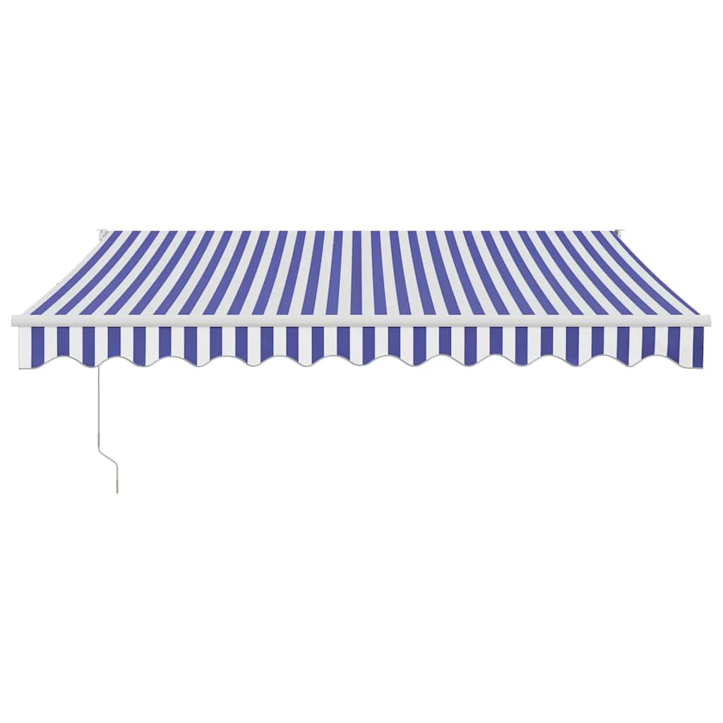 Toldo Retráctil Aluminio Y Tela Azul Y Blanco 3x2,5 M_2