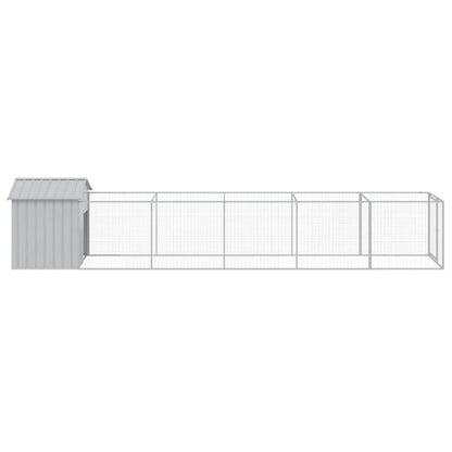Vidaxl Caseta Perros Tejado Acero Galvanizado Gris Claro 117x609x123cm_3