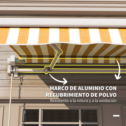 Outsunny Toldo Manual Retráctil Plegable Con Manivela Exterior 295x245cm Naranja_5