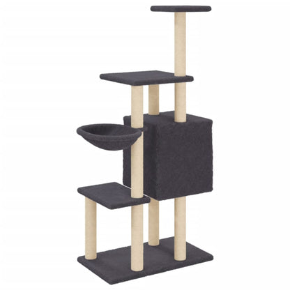 Rascador Para Gatos Con Postes De Sisal Gris Oscuro 131 Cm_5