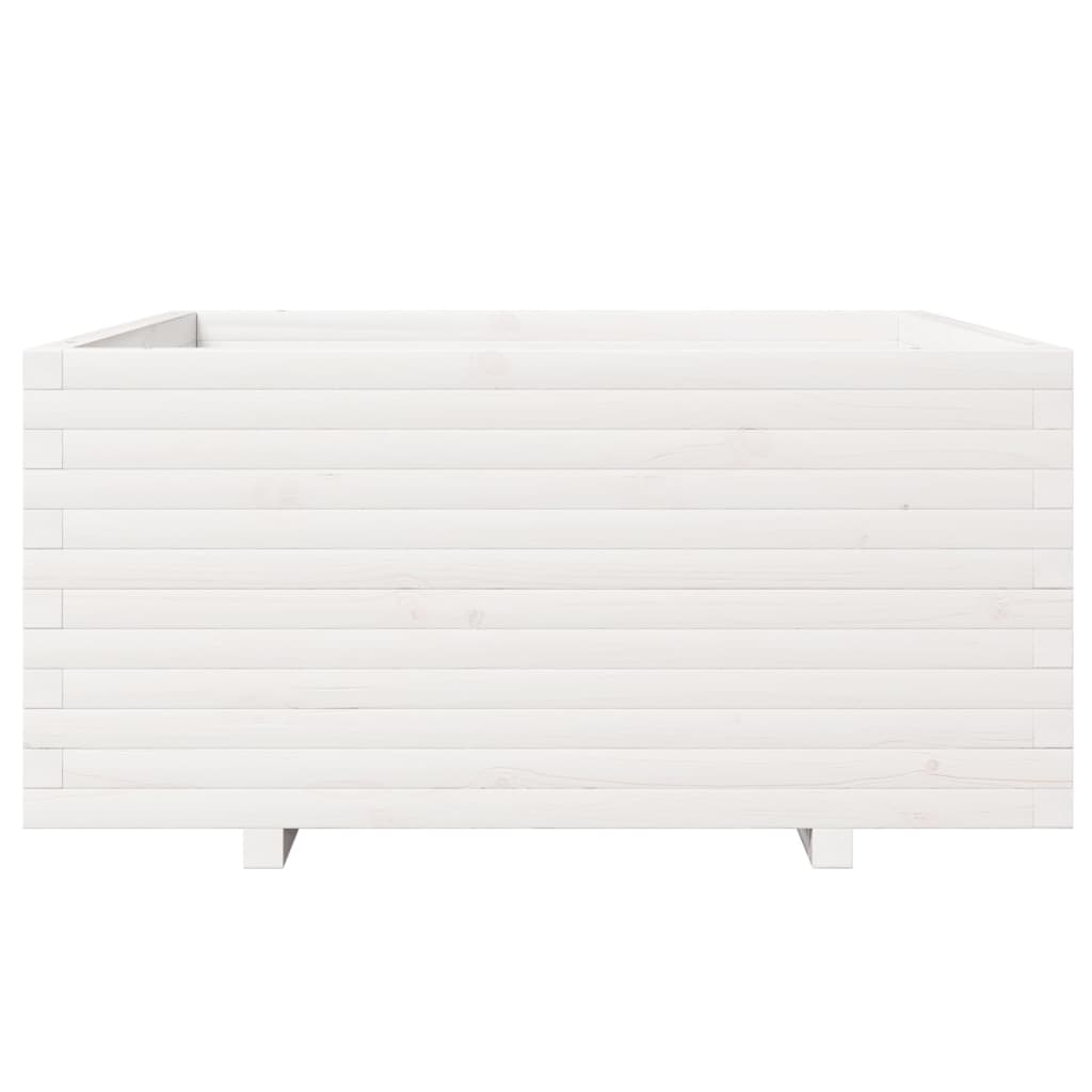 Jardinera Madera Maciza De Pino Blanco 100x100x49,5 Cm_4
