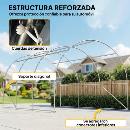 Outsunny Carpa Garaje 3x5 M Impermeable Con Puerta Enrollable Y Upf30+ Gris_5