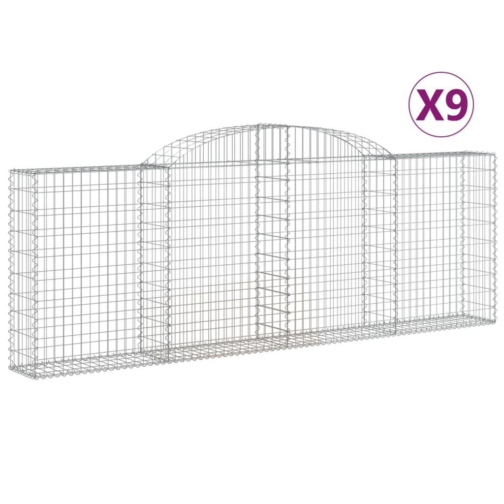 Cestas De Gaviones 9 Uds Forma De Arco Hierro 300x30x100/120 Cm_0