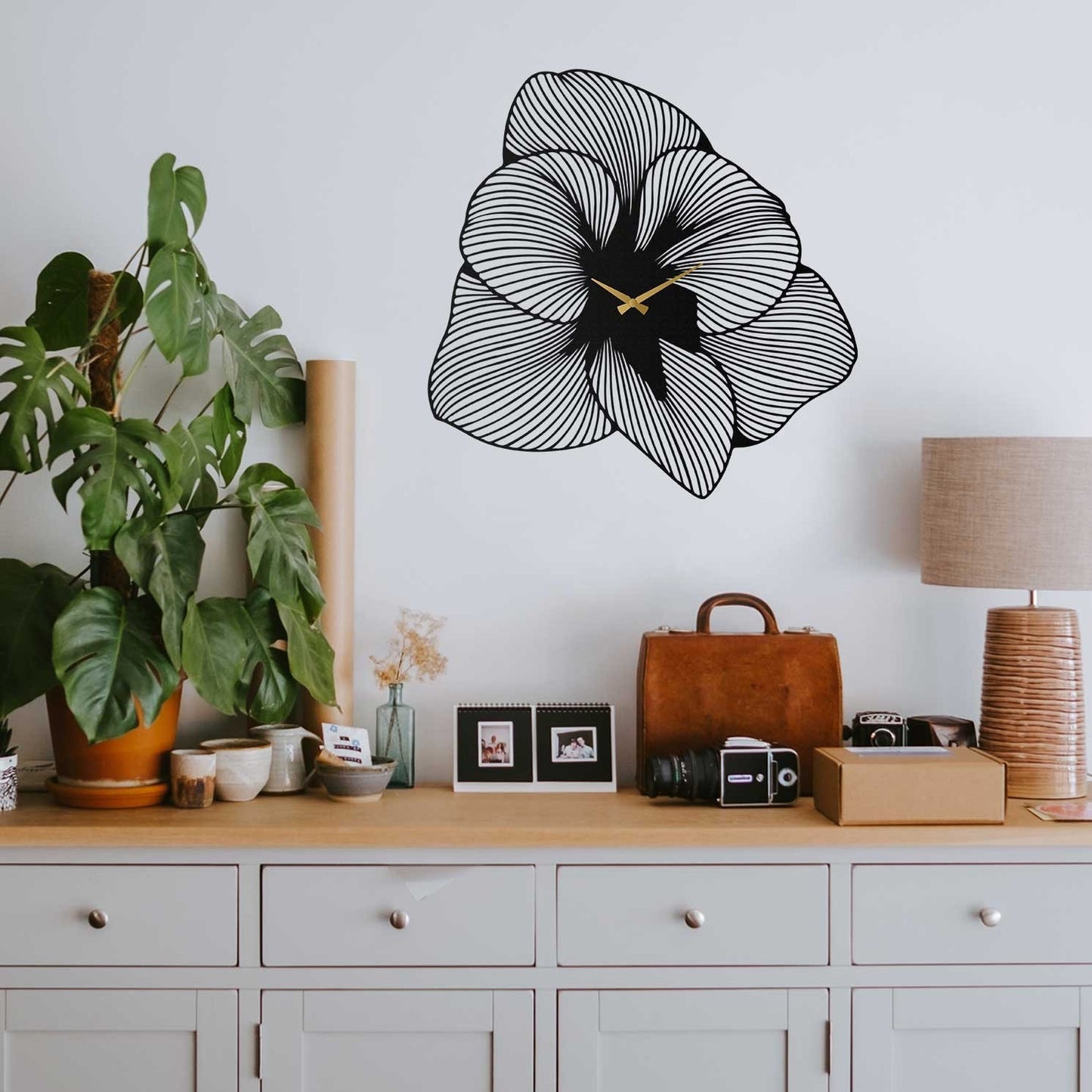 Reloj De Pared Metal Estilo Flor_5
