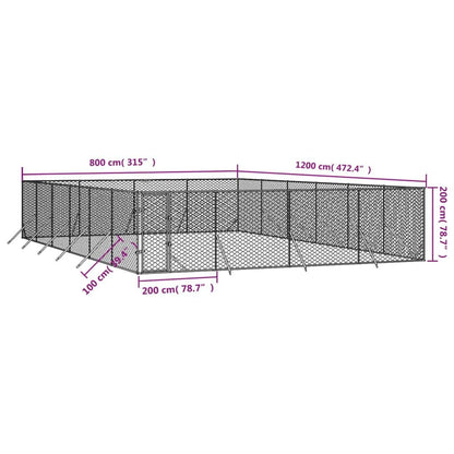 Vidaxl Perrera De Exterior Acero Galvanizado Plateado 8x12x2 M_3