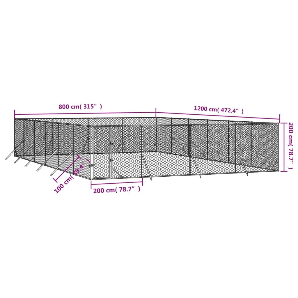 Vidaxl Perrera De Exterior Acero Galvanizado Plateado 8x12x2 M_2
