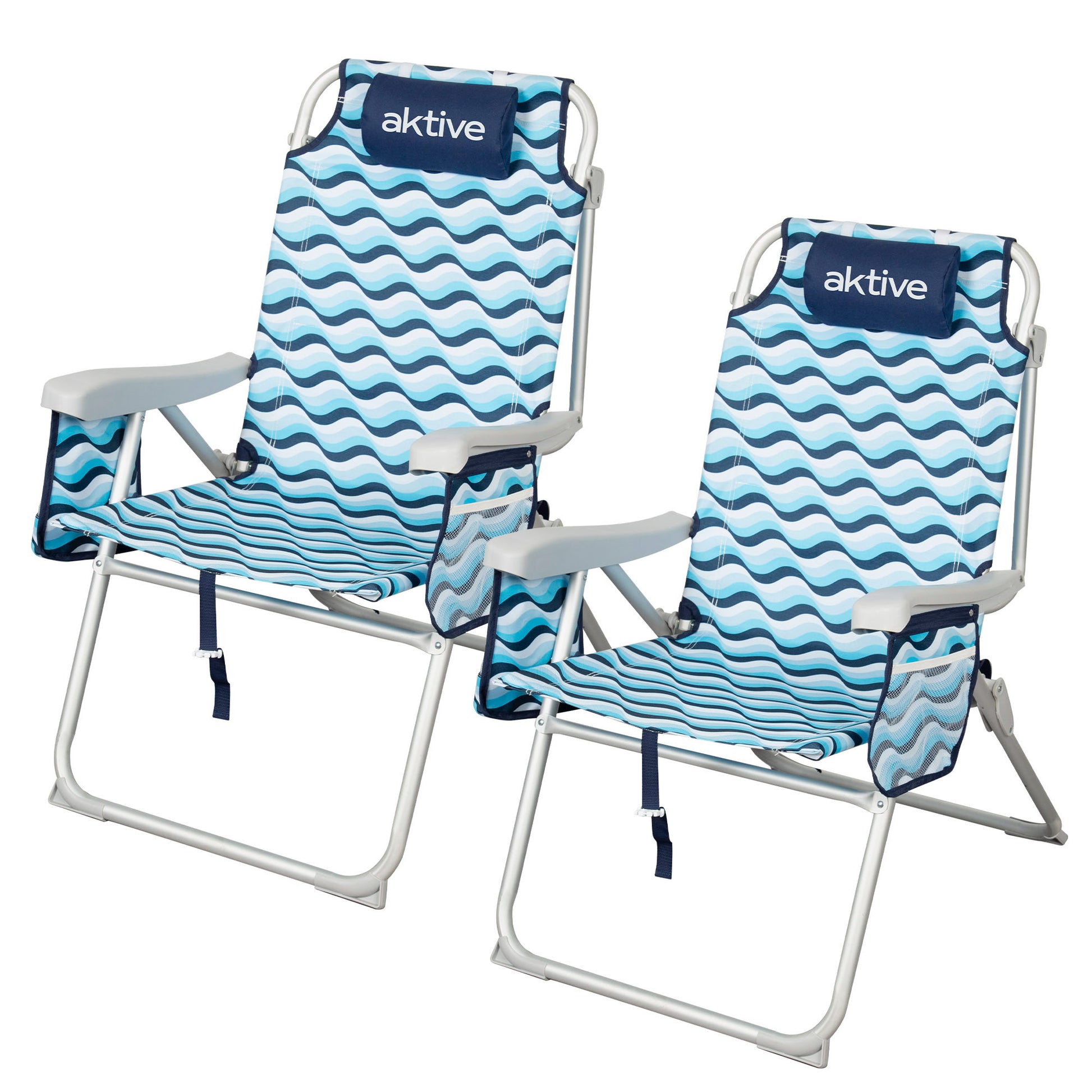 Aktive Pack 2 Sillas De Playa Xl Plegables De Aluminio 5 Posiciones Con Asas Mochila Aruba_0