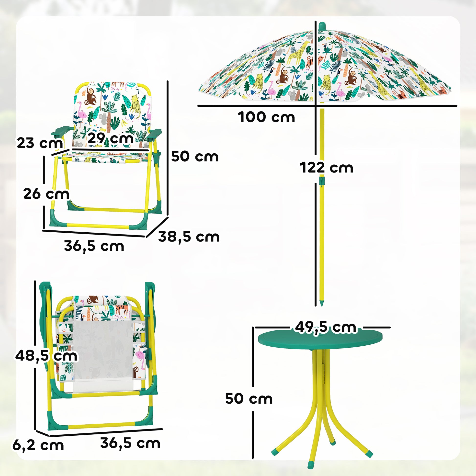 Aiyaplay Conjunto De Mesa Y Sillas Infantil De Jardín De 4 Piezas Verde_2