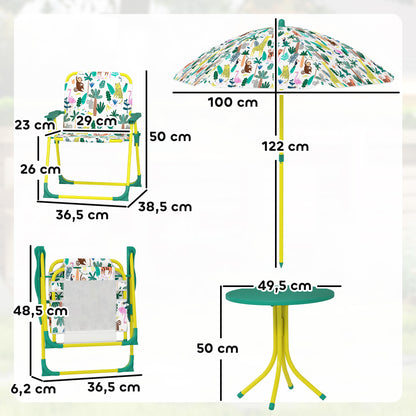 Aiyaplay Conjunto De Mesa Y Sillas Infantil De Jardín De 4 Piezas Verde_2