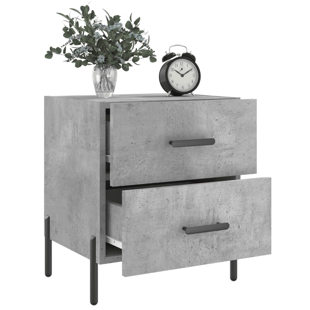 Mesita Noche 2 Uds Madera Ingeniería Gris Hormigón 40x35x47,5cm_2