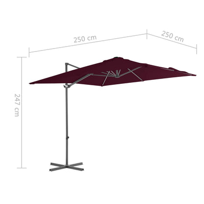 Vidaxl Sombrilla Jardín Voladiza Palo De Acero Burdeos 250x250 Cm_2