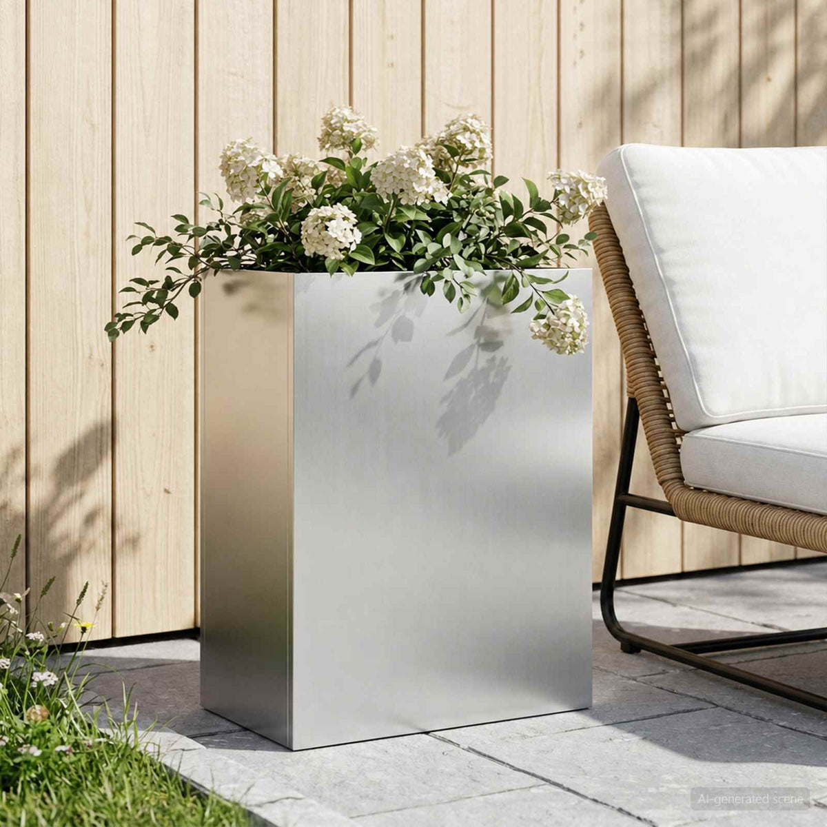 Macetero De Jardín Plateado 40 X 20 X 40 Cm Acero Galvanizado_1