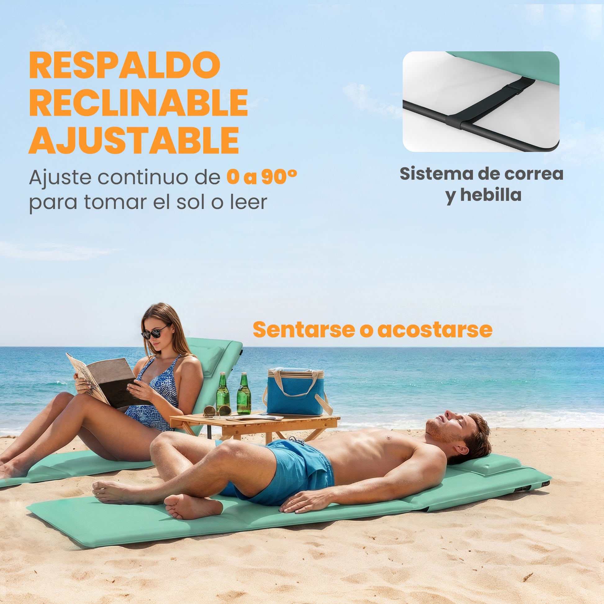 Outsunny Conjunto De 2 Esterillas De Playa Plegable_4