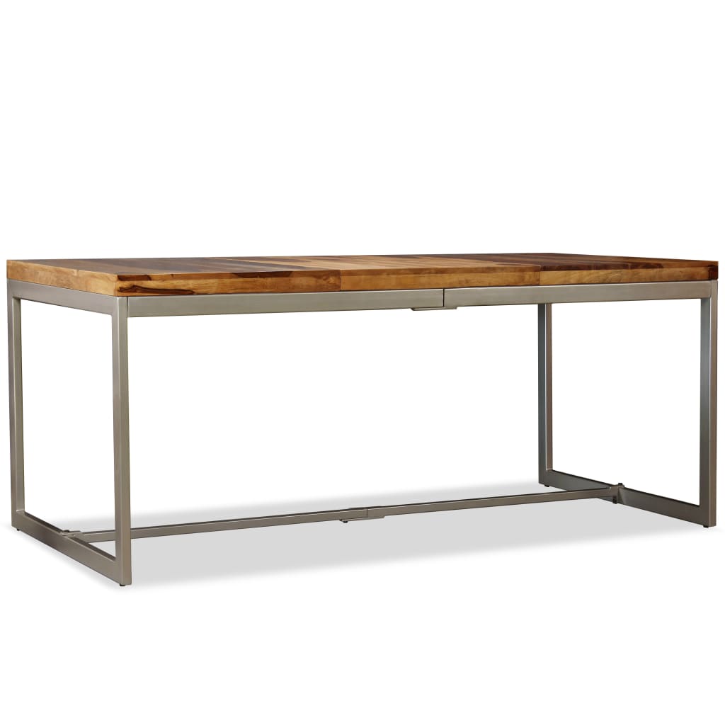 Mesa De Comedor De Madera Maciza De Sheesham Y Acero 180 Cm_2