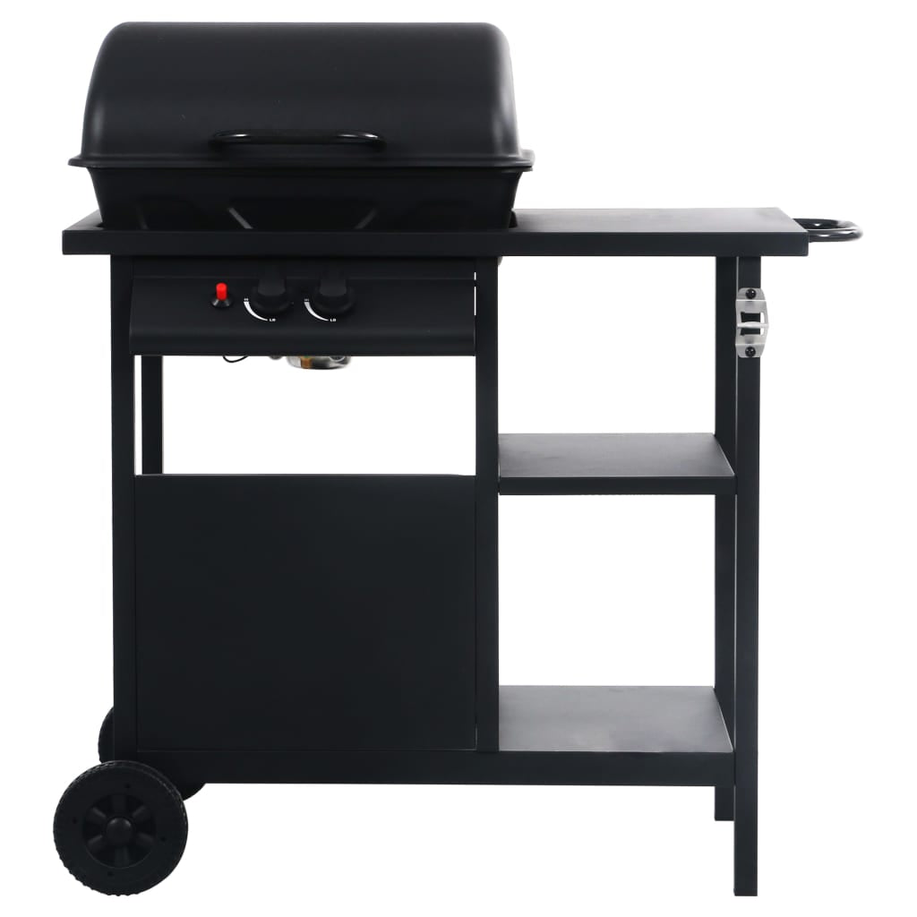 Vidaxl Barbacoa Portátil De Gas Con Mesita De 3 Estantes Negro_1