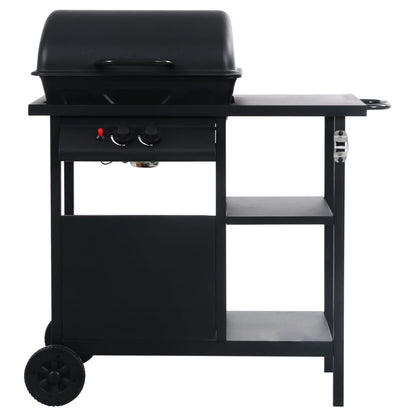 Vidaxl Barbacoa Portátil De Gas Con Mesita De 3 Estantes Negro_1
