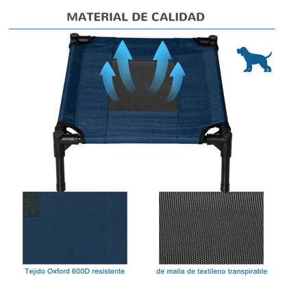 Pawhut Cama Elevada Perros Con Malla Transpirable Tela Oxford 61x46x18 Cm Azul_5