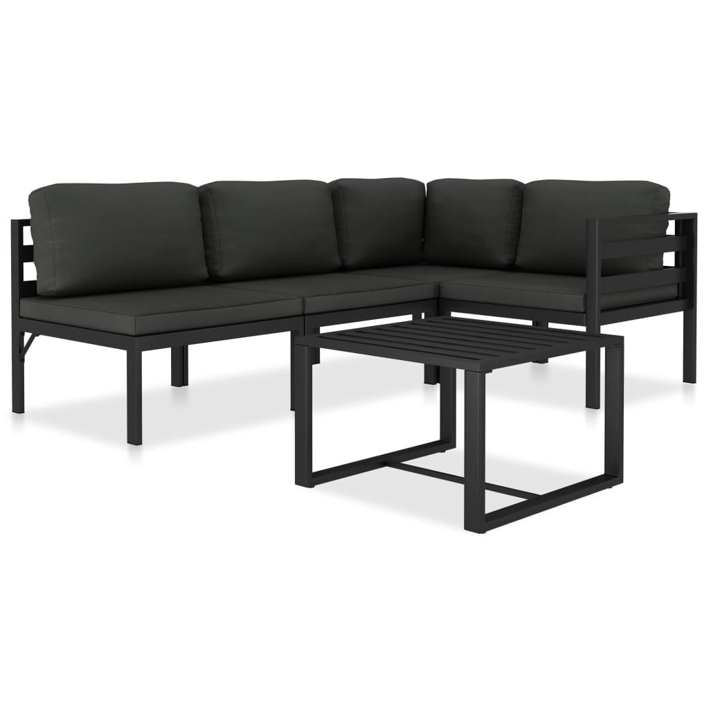 Vidaxl Set Muebles De Jardín 5 Pzas Y Cojines Aluminio Gris Antracita_0