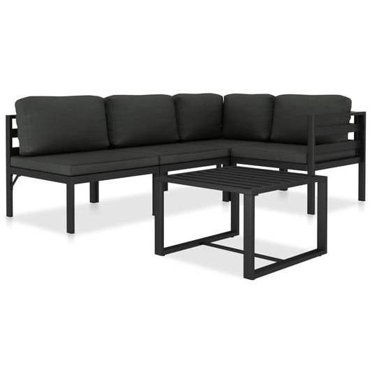 Vidaxl Set Muebles De Jardín 5 Pzas Y Cojines Aluminio Gris Antracita_0