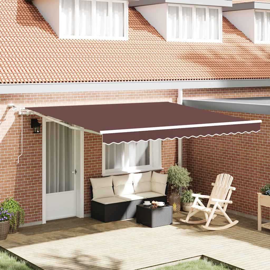 Toldo Retráctil Automático Con Luces Led Marrón 400x300 Cm_1