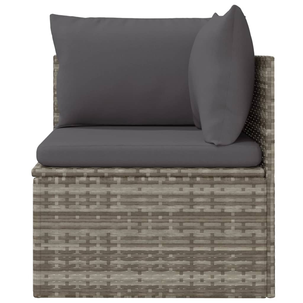 Vidaxl Sofá De Esquina De Jardín Con Cojín Ratán Pe Gris 57x57x56 Cm_3