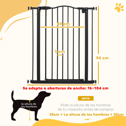 Pawhut Barrera De Seguridad Extensible Con 2 Extensiones 74-80x94 Cm Negro_2
