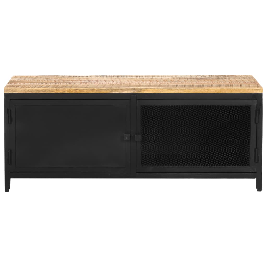 Mesa De Centro De Madera Maciza De Mango Rugosa 90x50x37 Cm_0