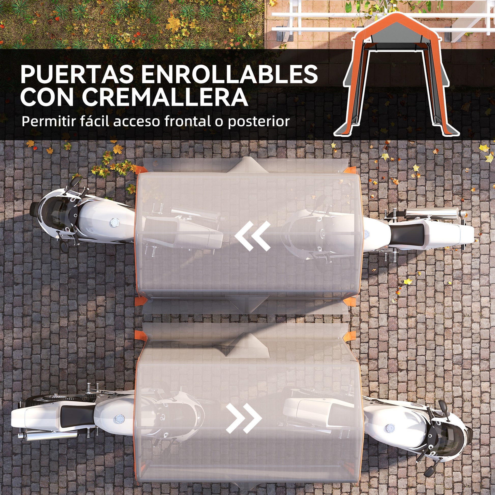 Outsunny Carpa Garaje Portátil 2,4x1,8 M Para Coche Con Puerta Y Ventana Gris_5