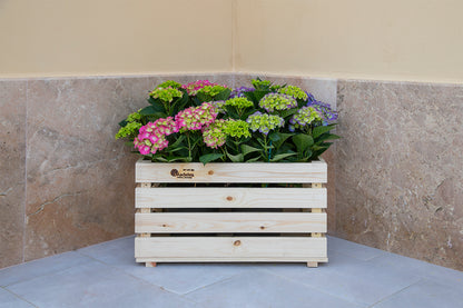 Caja De Fruta Decorativa De Madera Natural De 59 X 36,5 X 34 Cm