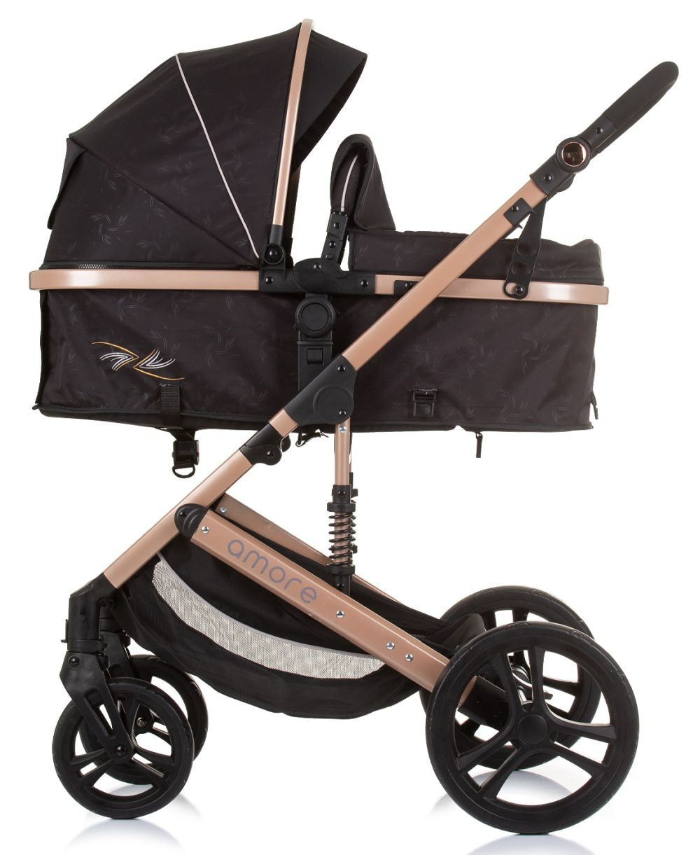 Carrito De Bebé Trío Convertible Amore Hasta 22 Kg Obsidian Gold_3