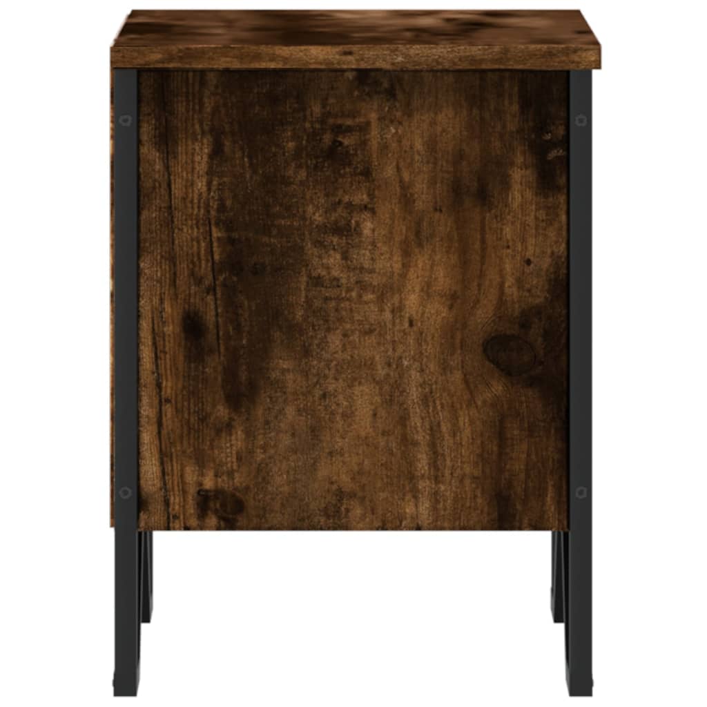 Mesita De Noche Madera De Ingeniería Roble Ahumado 40x30x40 Cm_4