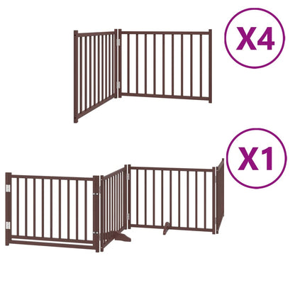 Vidaxl Puerta De Perros Plegable 12 Paneles Madera Álamo Marrón 960 Cm_0