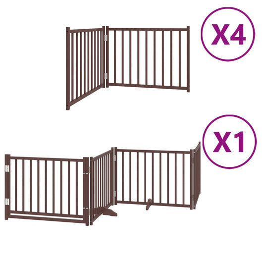 Vidaxl Puerta De Perros Plegable 12 Paneles Madera Álamo Marrón 960 Cm_0
