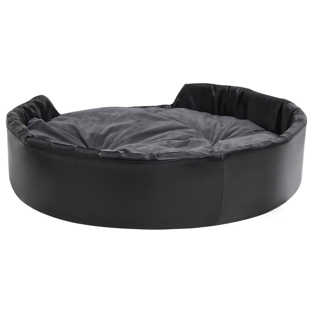 Vidaxl Cama De Perros Felpa Y Cuero Sintético Gris Oscuro 99x89x21 Cm_4