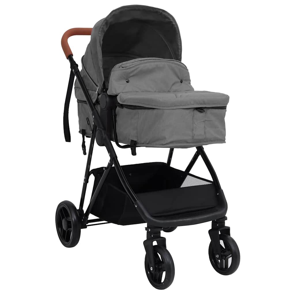 Vidaxl Cochecito De Bebé 3 En 1 De Acero Gris Claro Y Negro_1