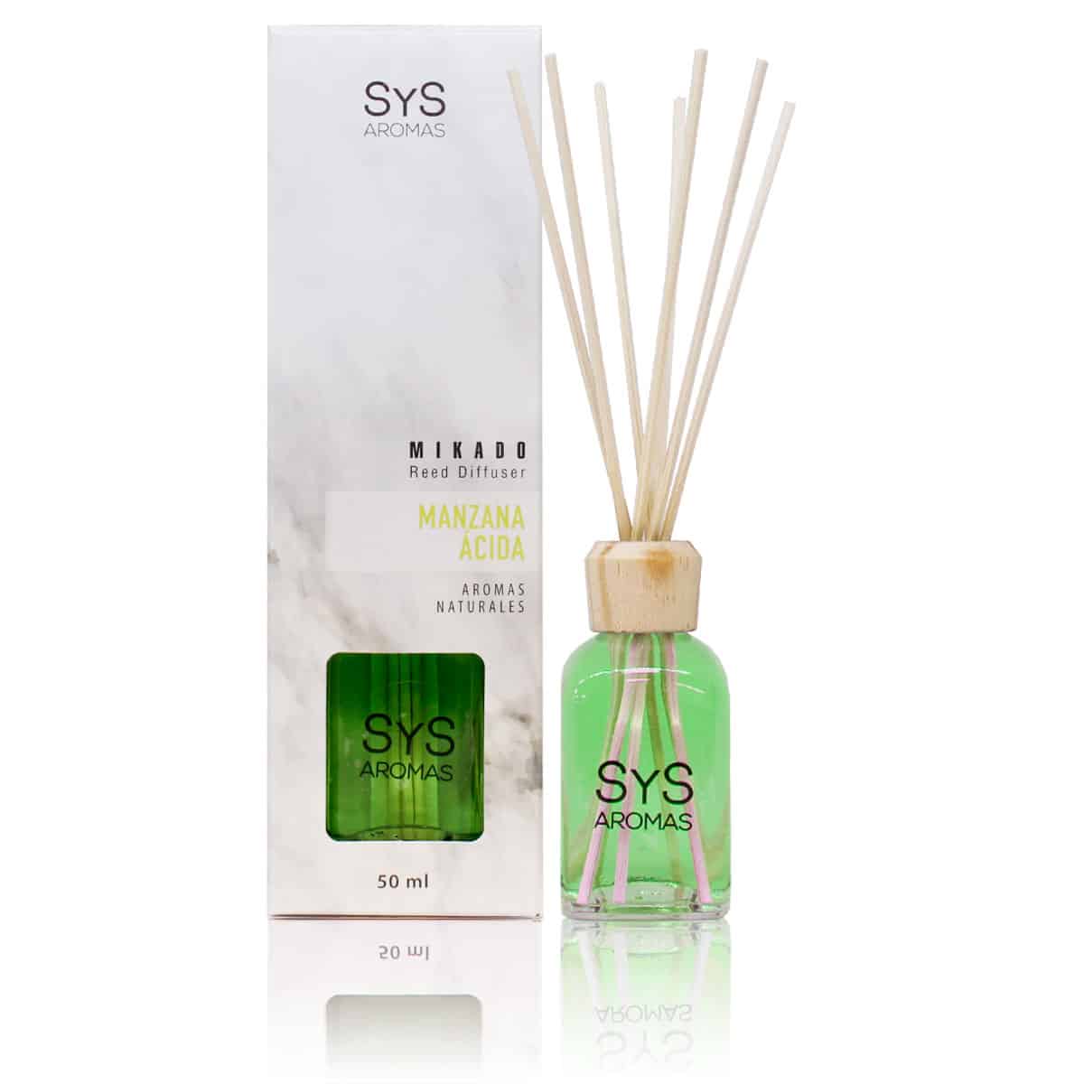 Ambientador Mikado Manzana Ácida Mármol SYS Aromas 50 ml | Aroma Afrutado y Ácido | Refrescante_0