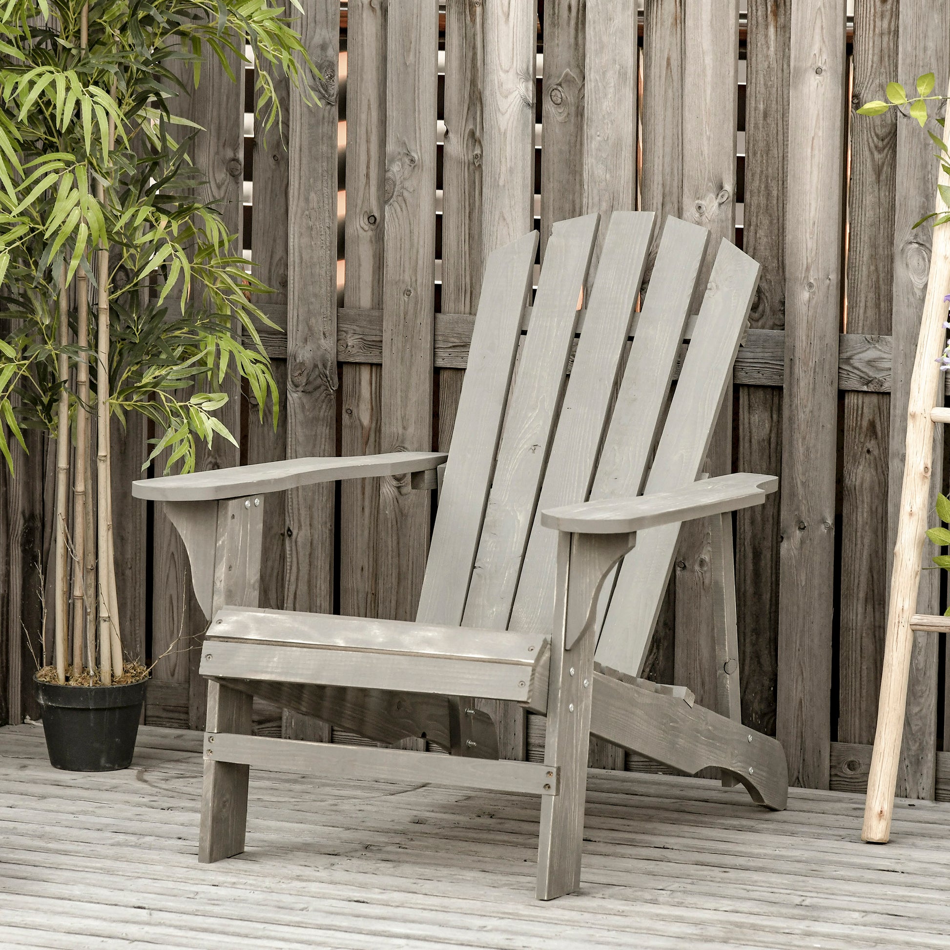 Outsunny Silla Adirondack De Madera Carga 150 Kg 78x89x88 Cm Gris Claro_1