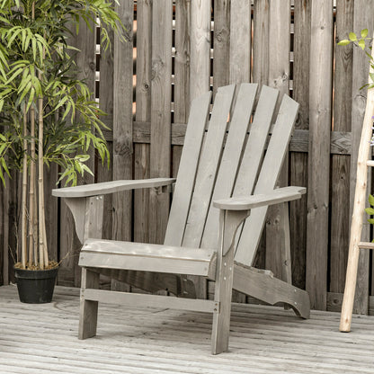 Outsunny Silla Adirondack De Madera Carga 150 Kg 78x89x88 Cm Gris Claro_1