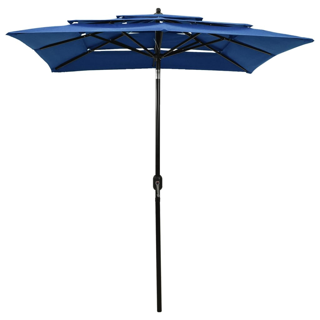 Vidaxl Sombrilla Jardín 3 Niveles Palo De Aluminio Azul Celeste 2x2 M_1